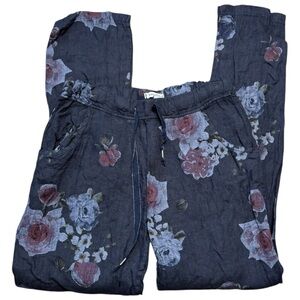 |EUC| TEMPO PARIS Floral Pull On Linen Pants